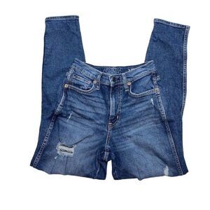 Juniors ARIZONA Highest Rise MoM Denim Ripped Distressed Jeans‎ Sz 1